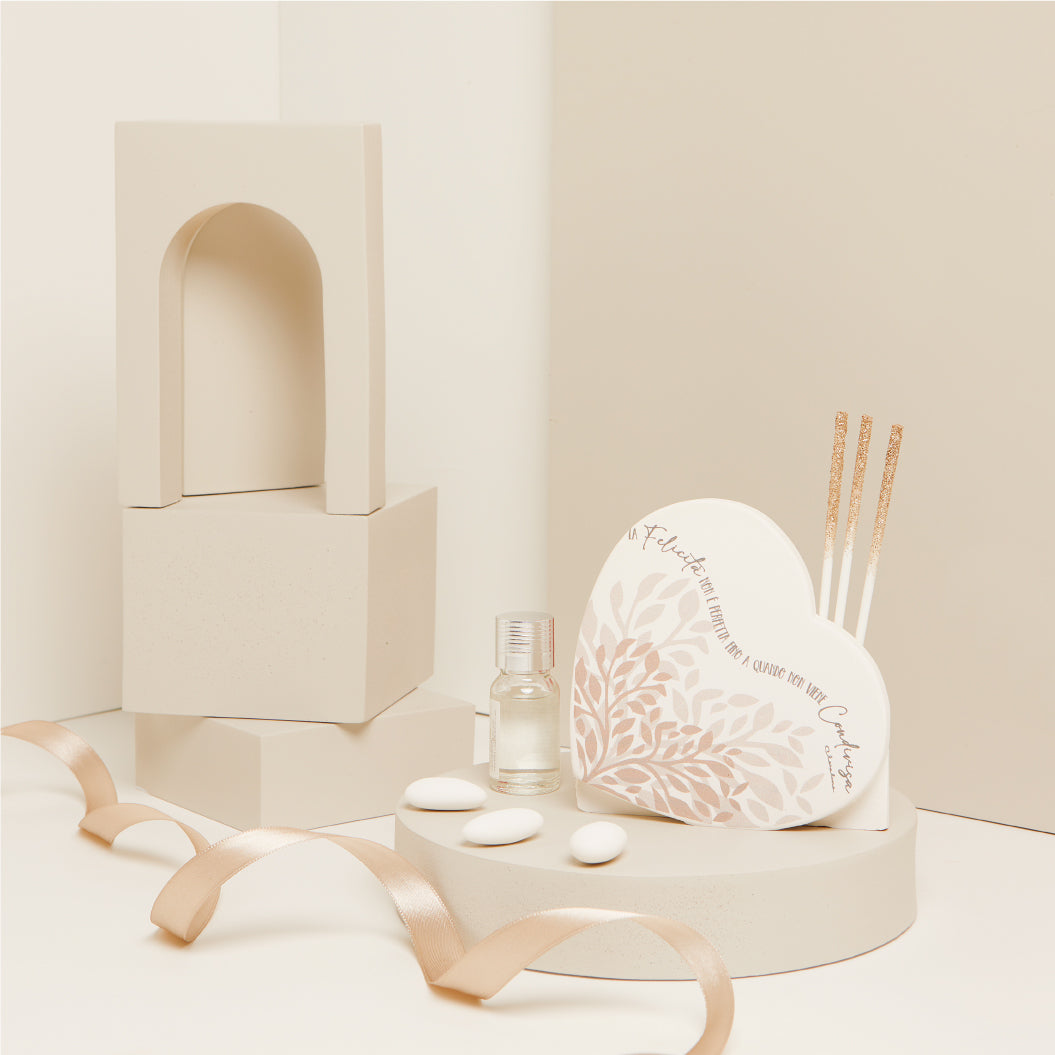 Bomboniera Claraluna Diffusore con decoro cuore rosa con kit essenza 25023R